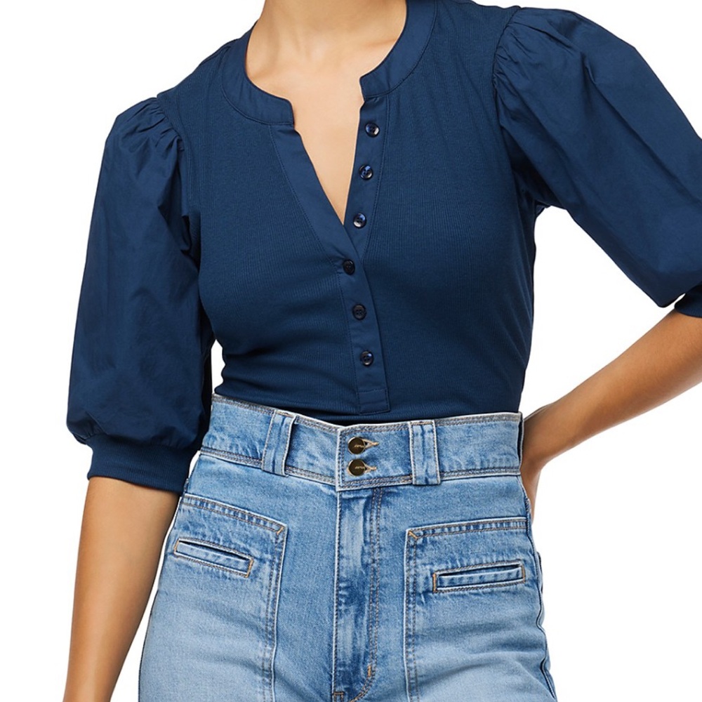 Joe's Jeans Navy Blue Button-Up Henley